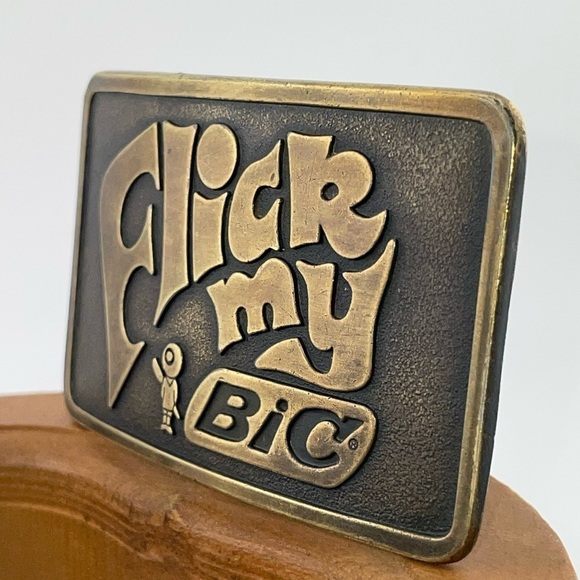 VINTAGE 1970s **FLICK MY BIC** BIC PEN CORPORATION ADVERTISEMENT BUCKLE​​​​​​​​ - Picture 4 of 5
